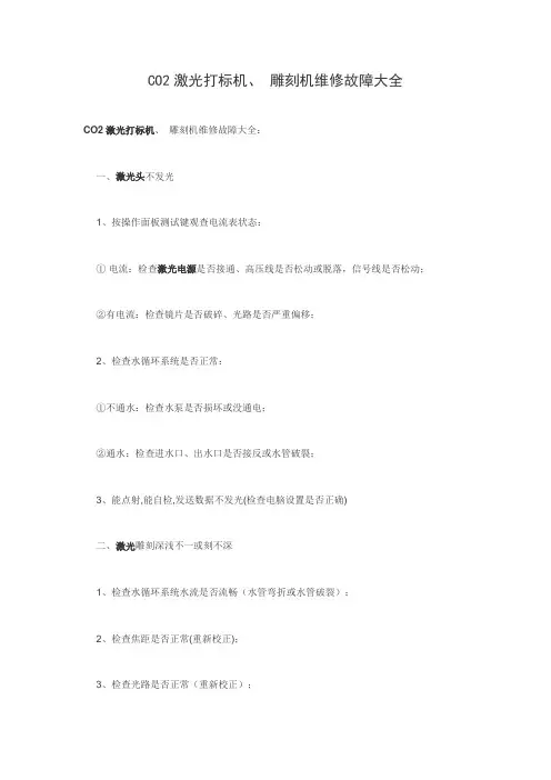 CO2激光打标机、 雕刻机维修故障大全