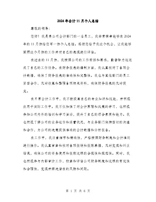 2024年会计11月个人总结(三篇)