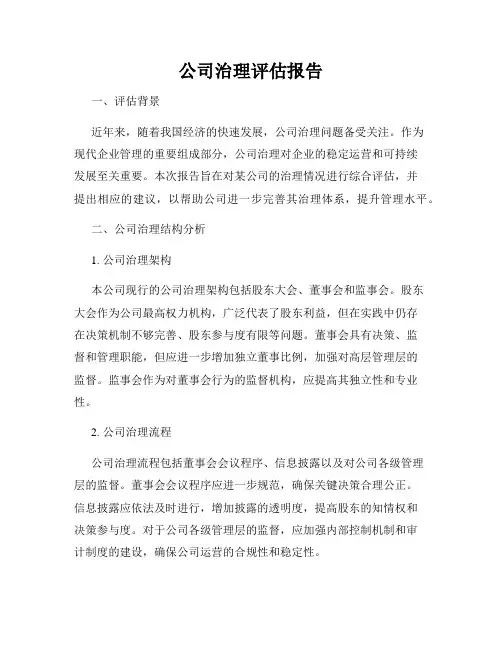 公司治理评估报告
