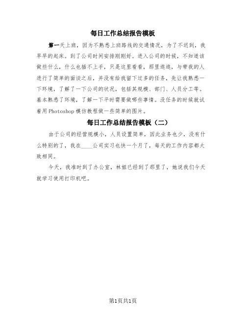 每日工作总结报告模板(2篇)