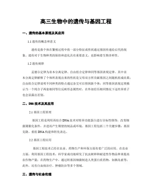 高三生物中的遗传与基因工程