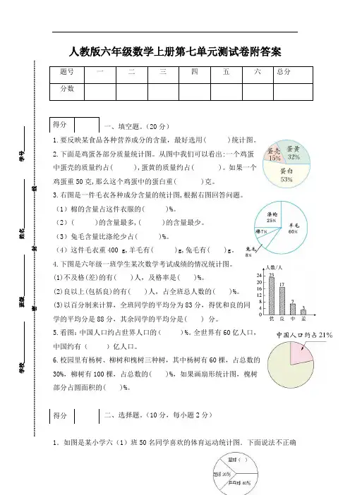 人教版六年级数学上册第七单元测试卷附答案