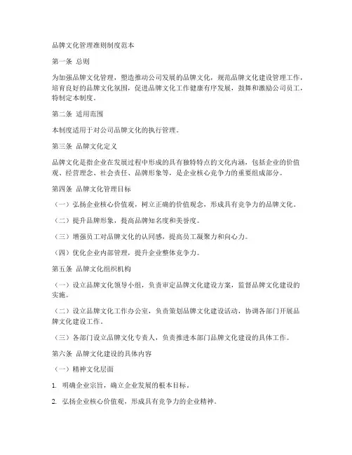 品牌文化管理准则制度范本