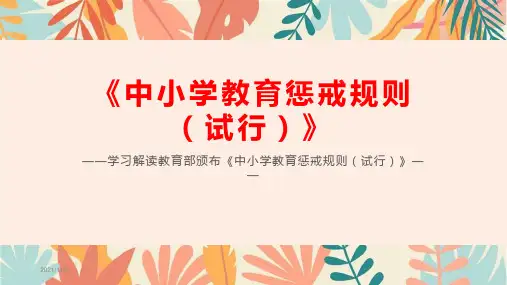 中小学教育惩戒规则(试行)全文解读授课课件ppt