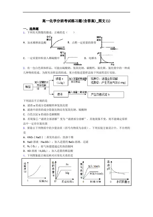 高一化学分班考试练习题(含答案)_图文(1)