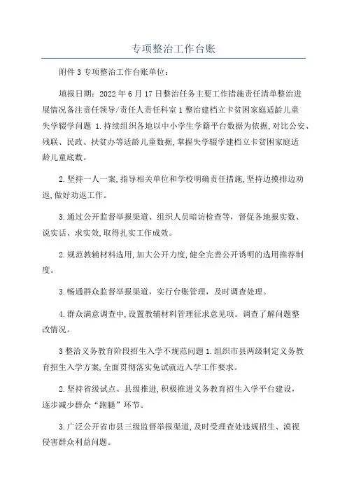 专项整治工作台账