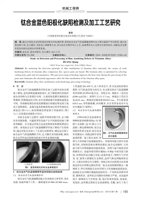 钛合金蓝色阳极化缺陷检测及加工工艺研究