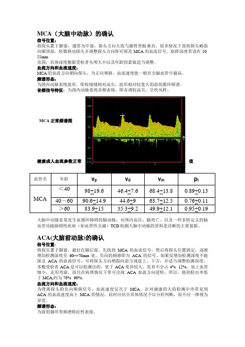 TCD各血管的辨别,位置