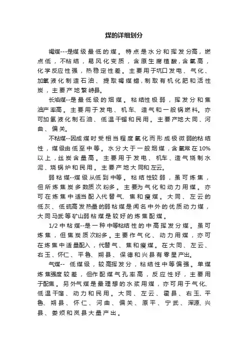煤的详细划分
