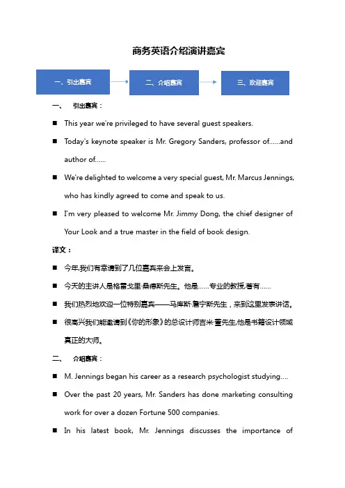 商务英语介绍演讲嘉宾