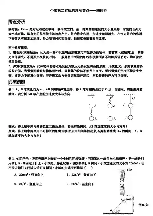 高中物理专题牛顿第二定律的理解要点瞬时性