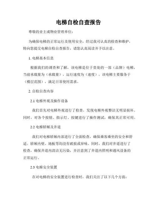电梯自检自查报告