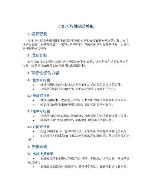 小组可行性承诺模板