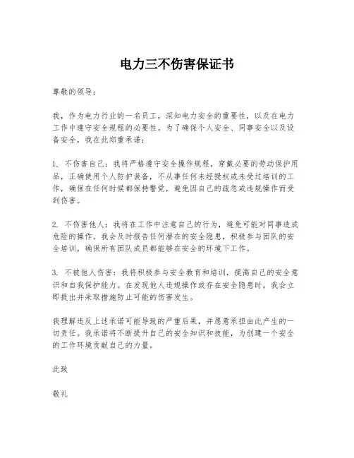 电力三不伤害保证书