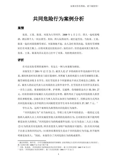 共同危险行为案例分析