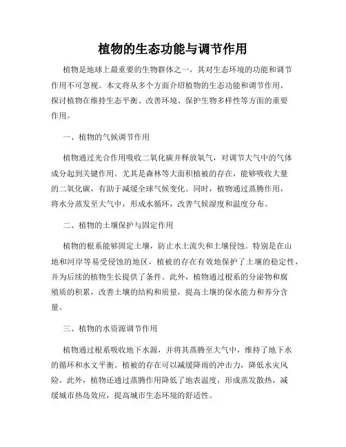 植物的生态功能与调节作用