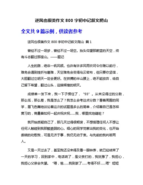 逆风也很美作文800字初中记叙文爬山