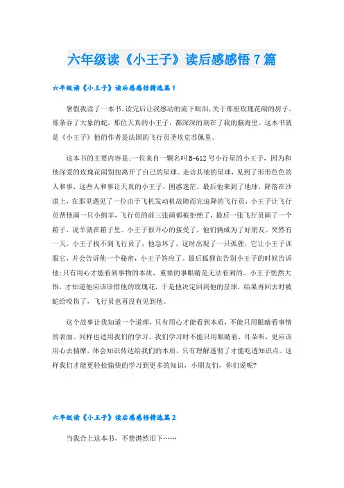 六年级读《小王子》读后感感悟7篇