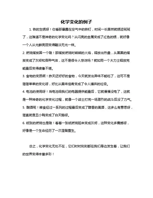 化学变化的例子