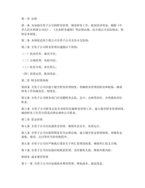 全资子公司的财务管理制度