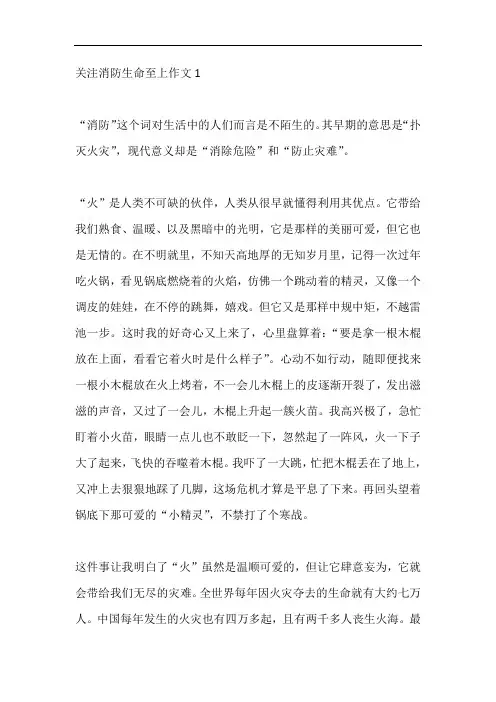 关注消防生命至上作文5篇