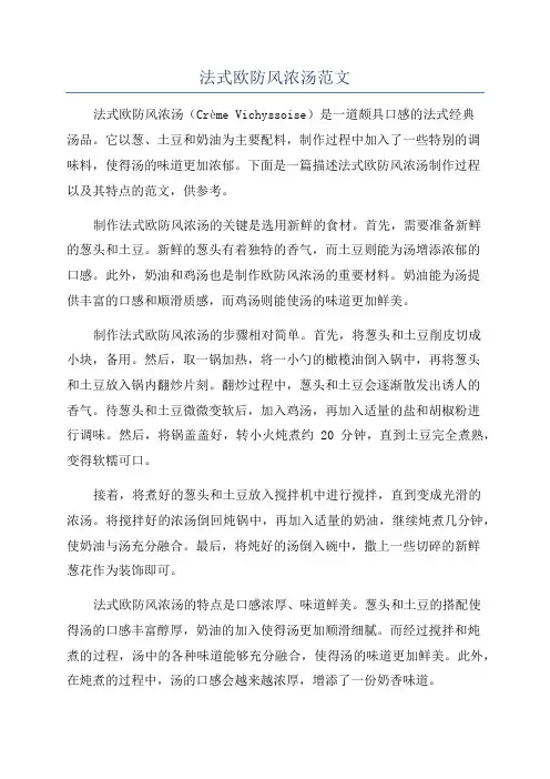 法式欧防风浓汤范文