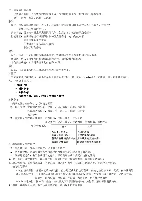 流行病学复习重点