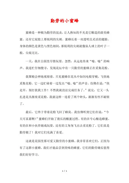 勤劳的小蜜蜂作文500字,朋友