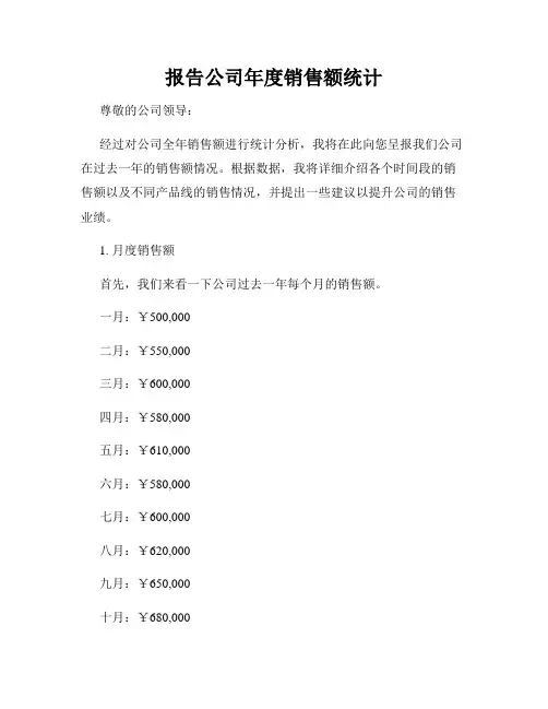 报告公司年度销售额统计