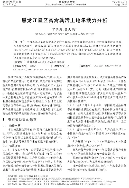 黑龙江垦区畜禽粪污土地承载力分析