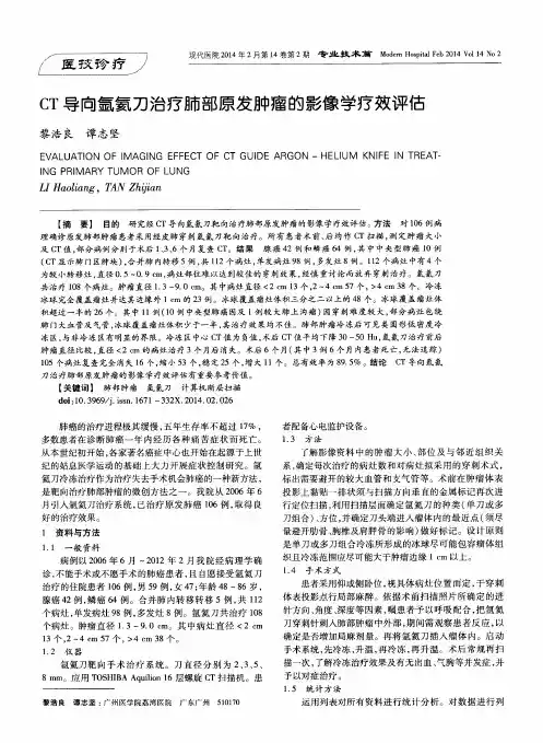 CT导向氩氦刀治疗肺部原发肿瘤的影像学疗效评估
