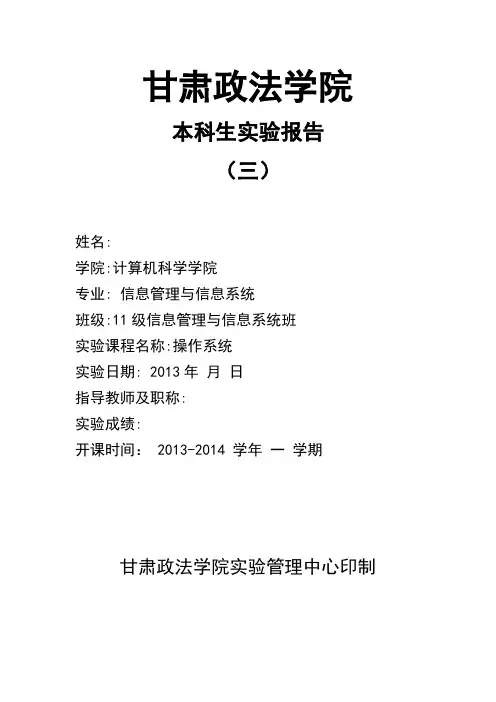 操作系统3 实验报告