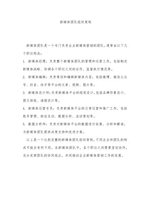 新媒体团队组织架构