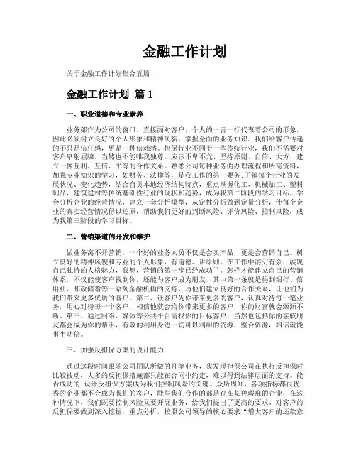金融工作计划