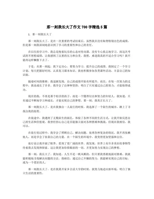 那一刻我长大了作文700字精选5篇