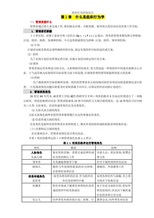 组织行为学知识点