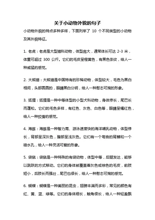 关于小动物外貌的句子