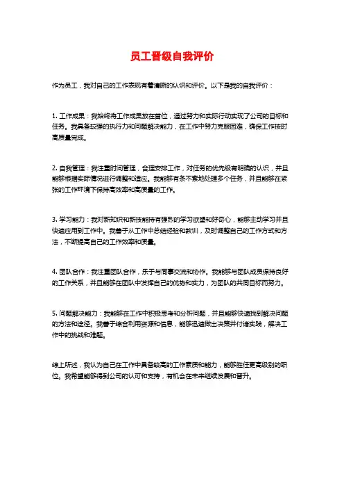 员工晋级自我评价