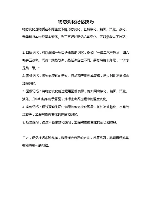 物态变化记忆技巧