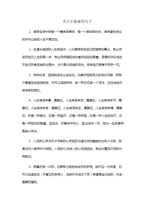 关于正能量的句子