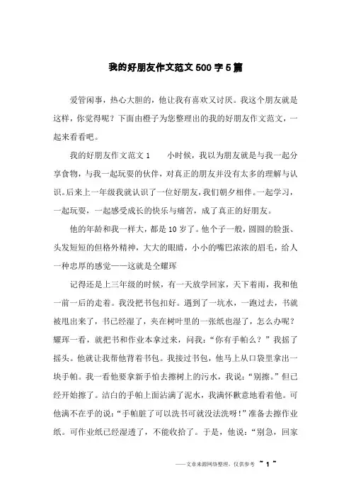 我的好朋友作文范文500字5篇