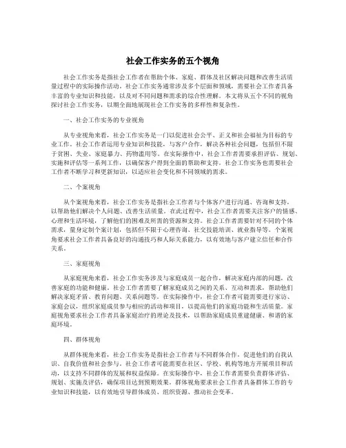 社会工作实务的五个视角