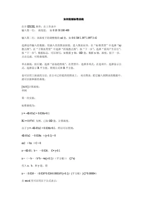Excel绘制标准曲线