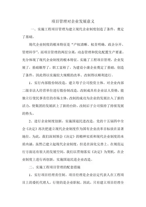 项目管理对企业发展意义.doc