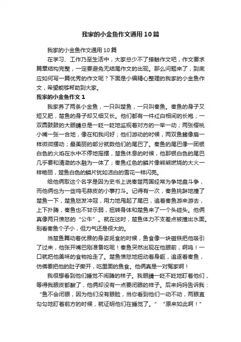我家的小金鱼作文通用10篇