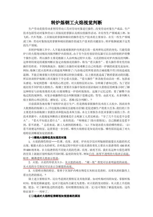 转炉炼钢工火焰视觉判断