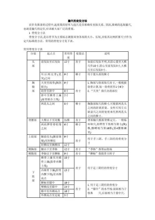 腧穴的定位方法