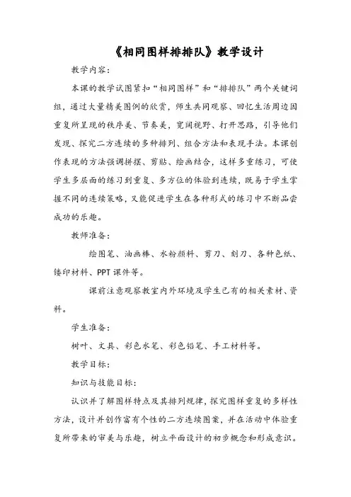 《相同图样排排队》教学设计