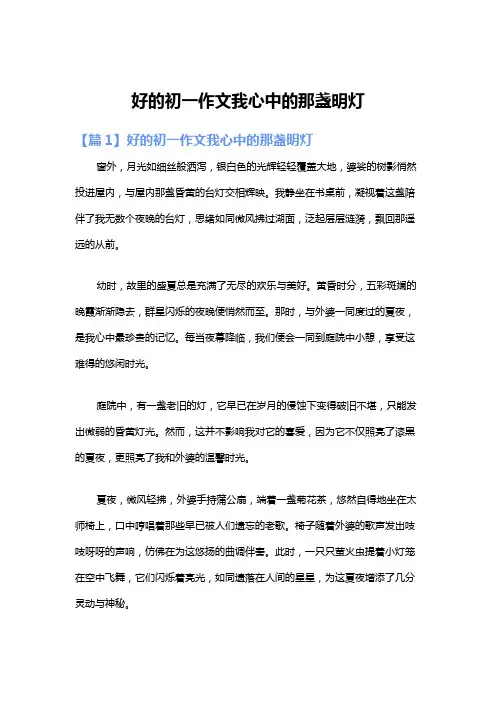 好的初一作文我心中的那盏明灯