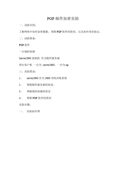 PGP邮件加密实验